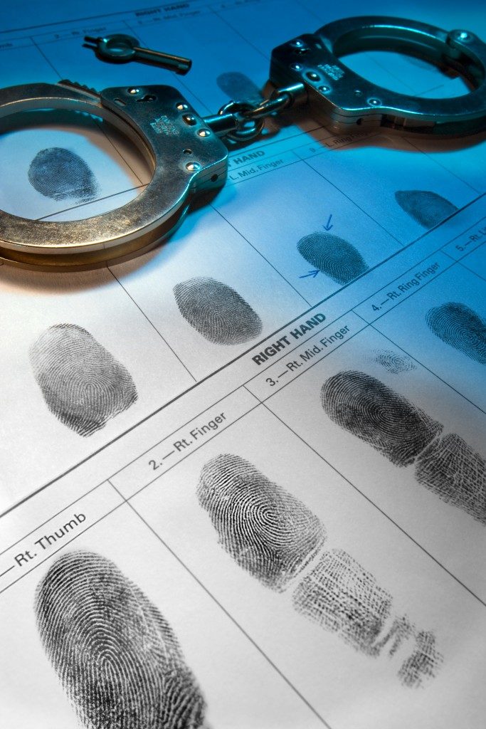 Handcuffs and fingerprint records