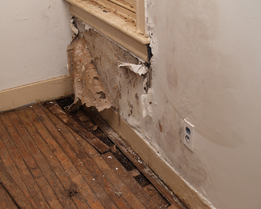 damaged interior wall in an old house