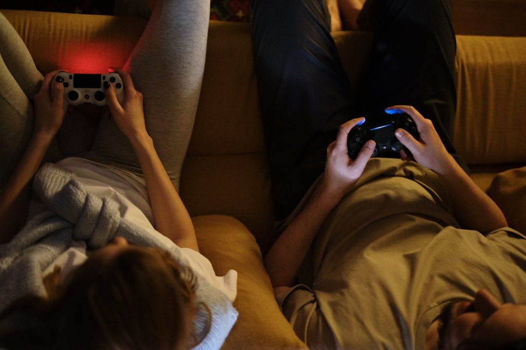two people playing a video game