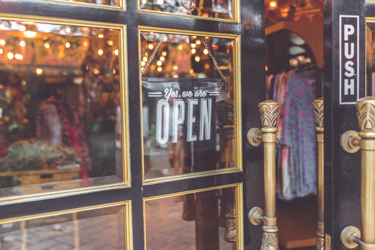 open sign on a door