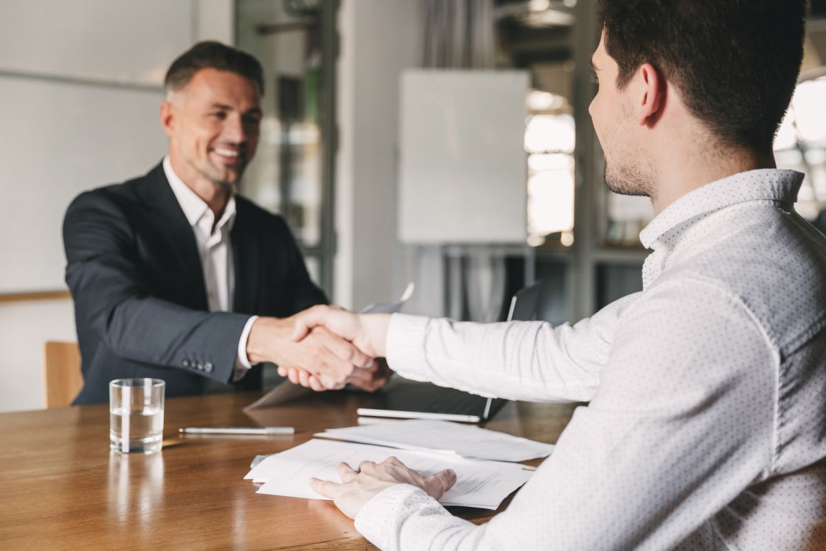 job interview shaking hands