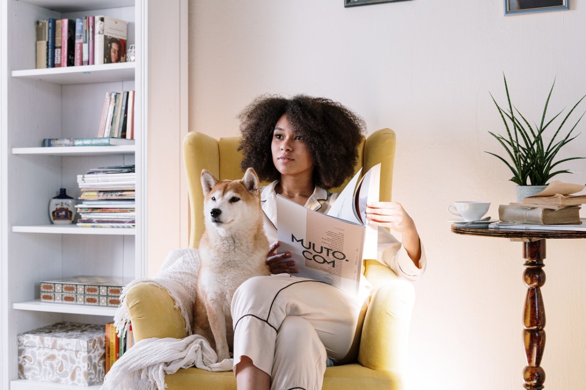 woman with her dog