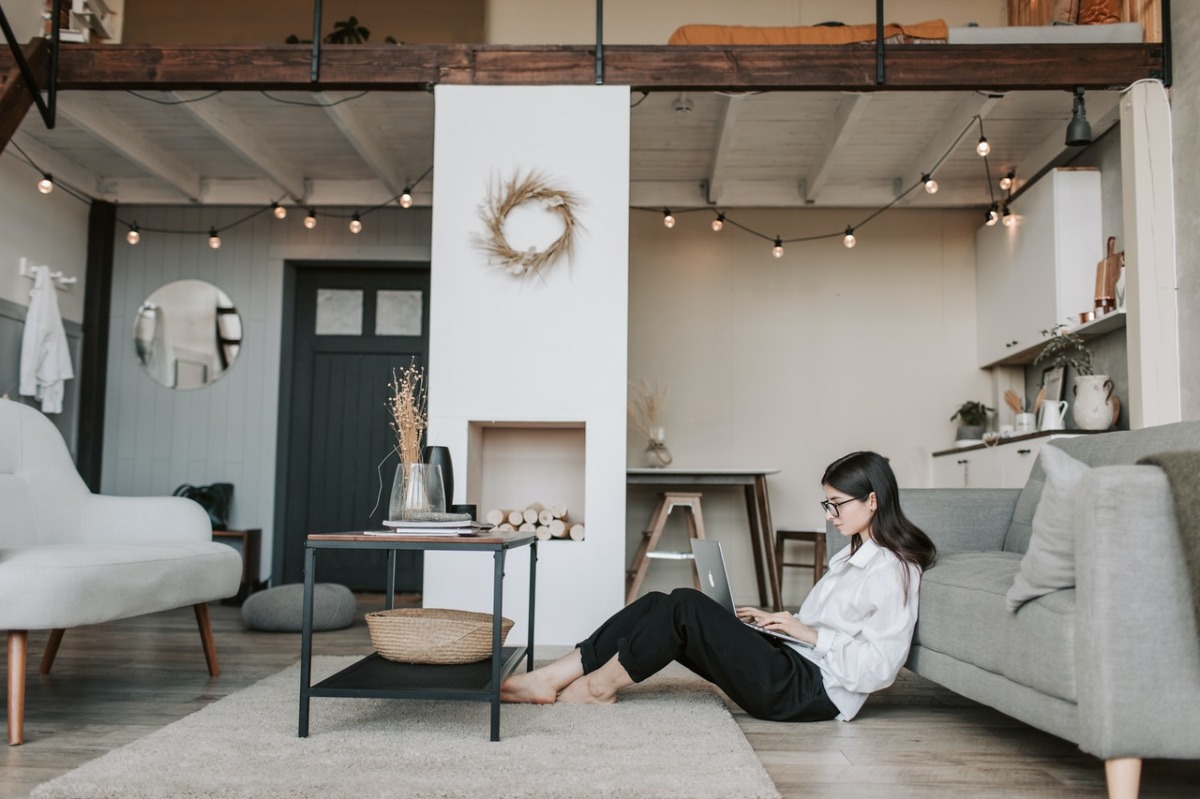 woman working remotely