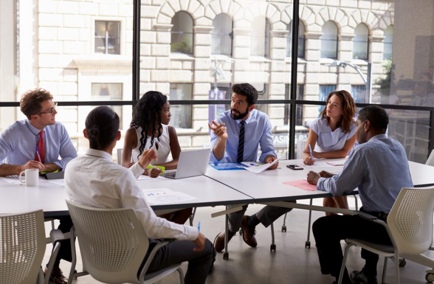 employees having a meeting