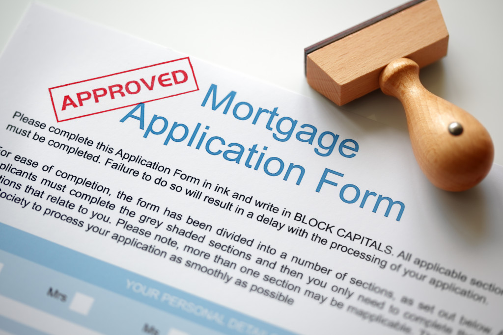 Approved mortgage loan with rubber stamp