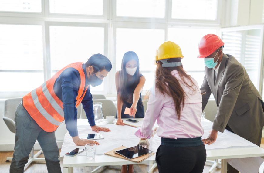 construction employees working together