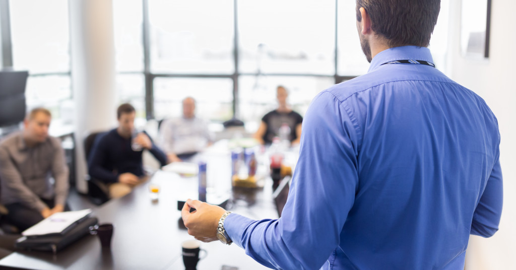 employee training session with a speaker in front