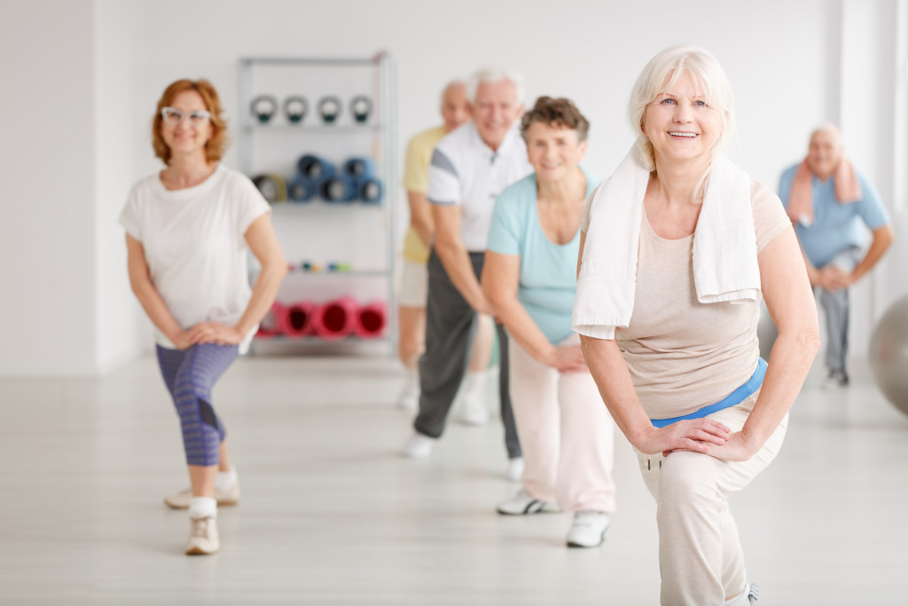 elderly people exercising