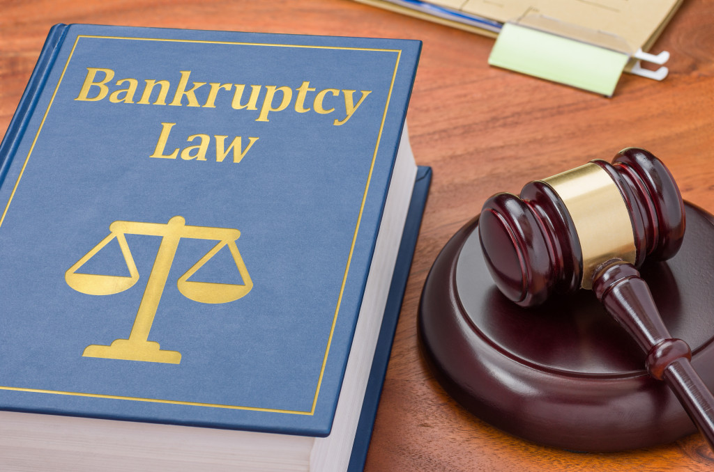 A bankruptcy law book and a gavel