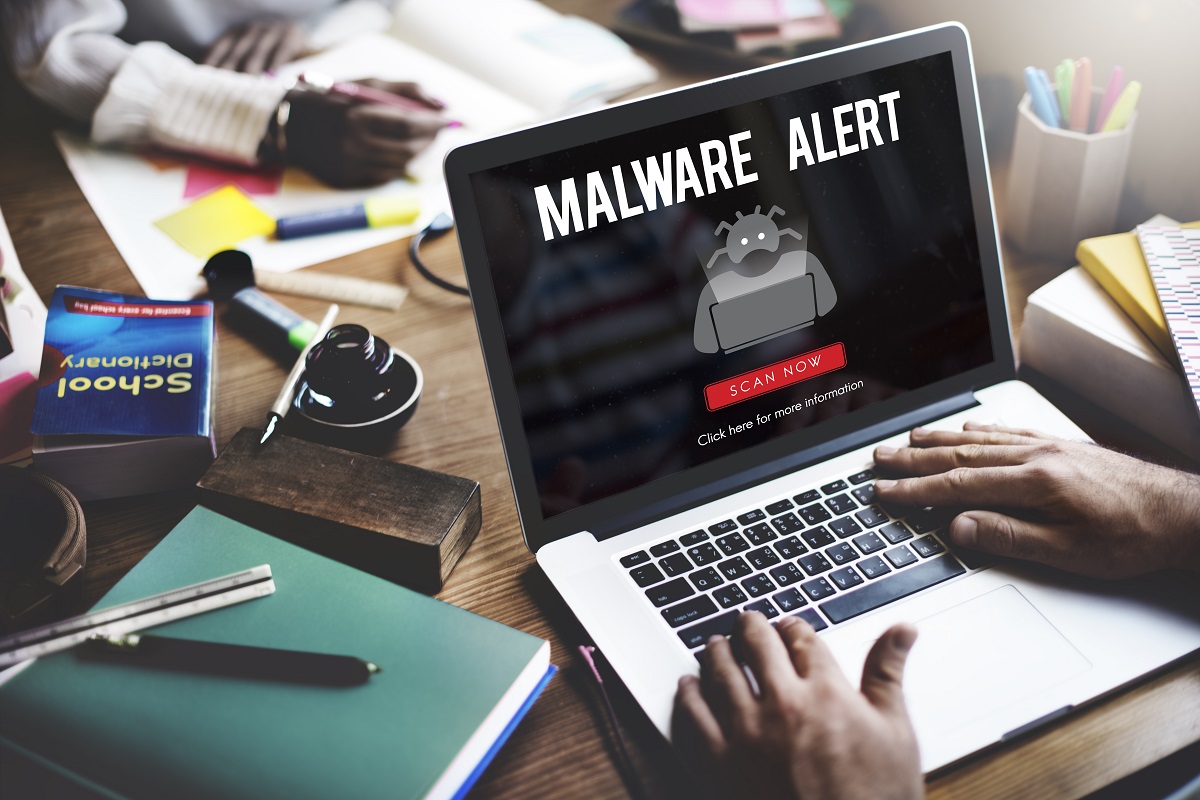 malware alert on laptop