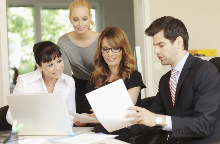 Business executives reviewing the performance of a business.