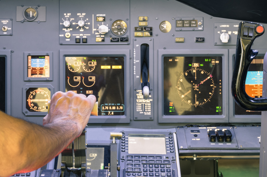 Cockpit thrust levers on the phase of takeoff